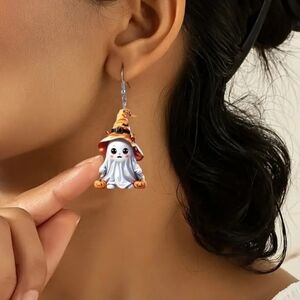 NEW Women halloween ghost printed mini earrings